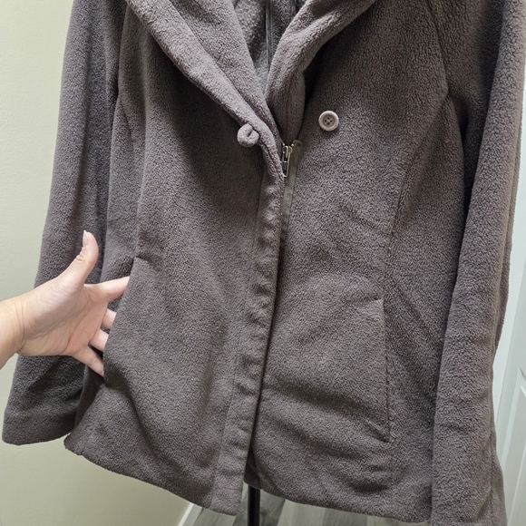 J.Jill Super Soft Hooded Fleece Jacket Thick Stretchy Washed Brown - Picture 3 of 7
